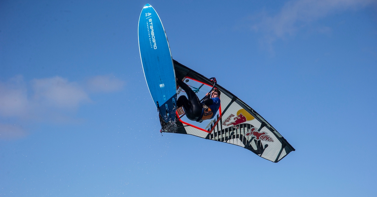 Liam Dunkerbeck windsurfing